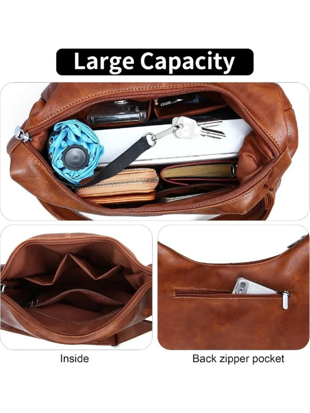 Stylish Vegan Leather Hobo Bag for Women - Slouchy Shoulder Tote & Crossbody